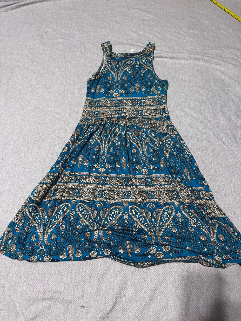 Teal Paisley Sleeveless Mini Dress